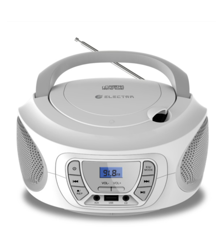 רדיו דיסק נייד עם שלט אלקטרה Electra Bluetooth 5.3 ECDX-188 - יבואן רשמי - צבע לבן