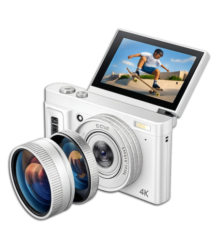 מצלמה דיגיטלית 64MP עם מסך מתהפך פלאש פרו פקס FLASH Pro Max - כשר ללא WiFi - תפריט בעברית - יבואן רשמי - צבע לבן