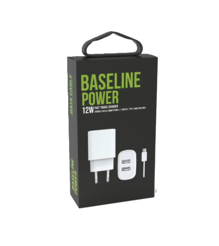 מטען ביתי בייס ליין BASELINE WALL CHARGER 12W + USB-A - TYPE-C