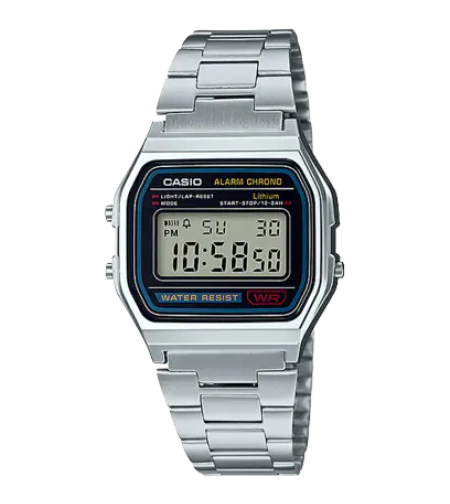 שעון יד דיגיטלי קסיו CASIO A158WA-1DF רצועת מתכת