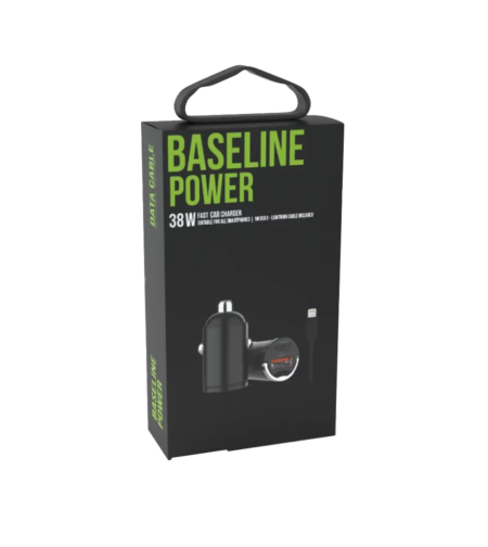 מטען לרכב בהספק 38W בייסליין BASELINE 1XTYPE-C + 1XUSB-A + LIGHTNING CABLE