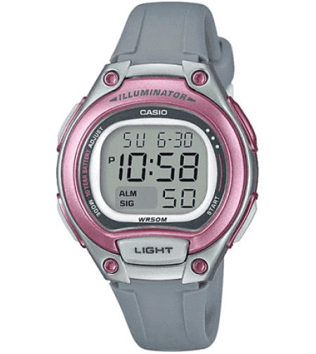 שעון יד דיגיטלי קסיו CASIO LW-203-8AV צבע אפור ורוד