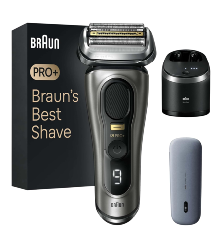 מכונת גילוח עם מתקן שטיפה ונרתיק טעינה נייד בראון Braun Series 9 Pro+ 9575cc - שנתיים אחריות