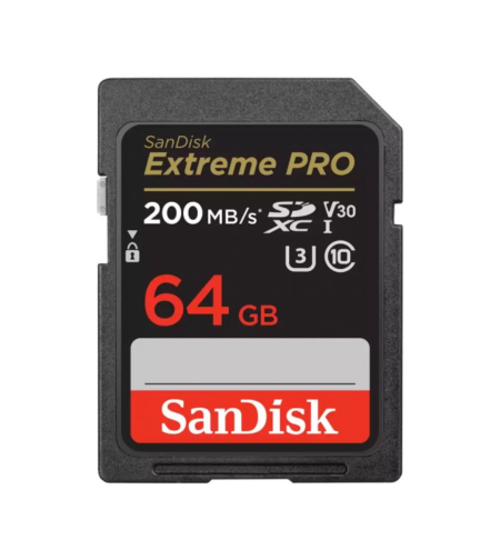 כרטיס זיכרון בנפח 64GB סאנדיסק SanDisk Extreme PRO SDXC UHS-I U3 V30