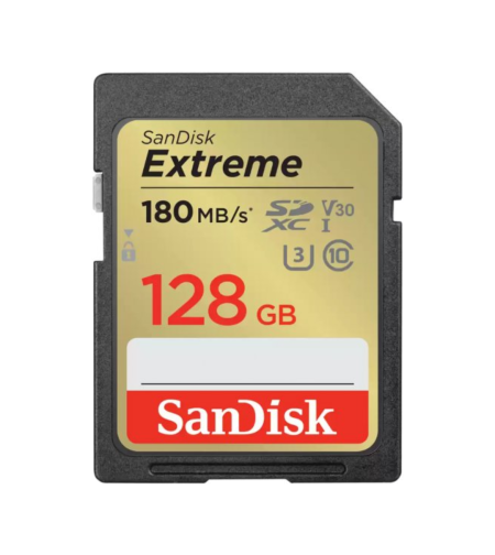 כרטיס זיכרון בנפח 128GB סאנדיסק SanDisk Extreme SDHC UHS-I Class-10 U3 V30