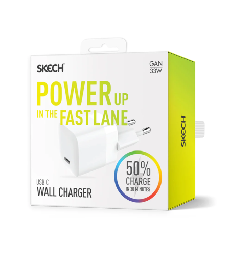 מטען קיר ראש USB TYPE-C 33W מהיר SKECH GaN Charger PDG33EU