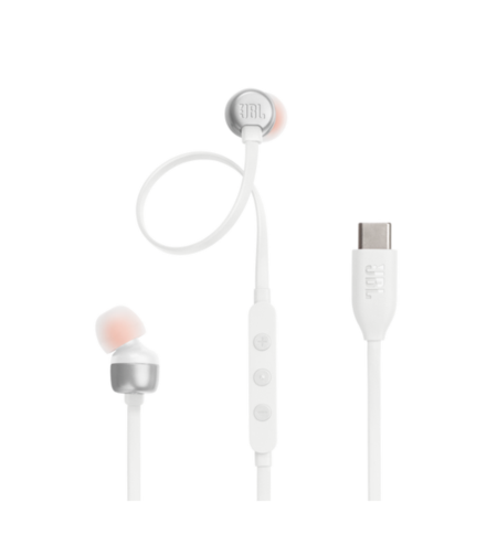 אוזניות חוטיות JBL TUNE 310C USB-C - יבואן רשמי - צבע לבן