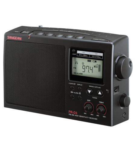 רדיו דיגיטלי AM/FM סאנג'ין SANGEAN PR-D3 - שנתיים אחריות יבואן רשמי - צבע שחור