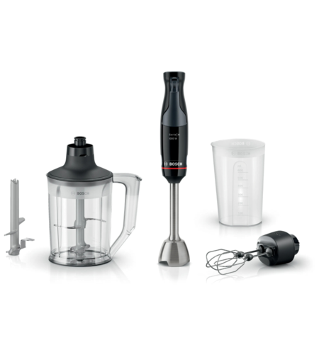 בלנדר מוט 1000W כולל מיכל קוצץ ומוט נירוסטה בוש BOSCH ErgoMaster Series 4 MSM4B654 - שנתיים אחריות יבואן רשמי - צבע שחור