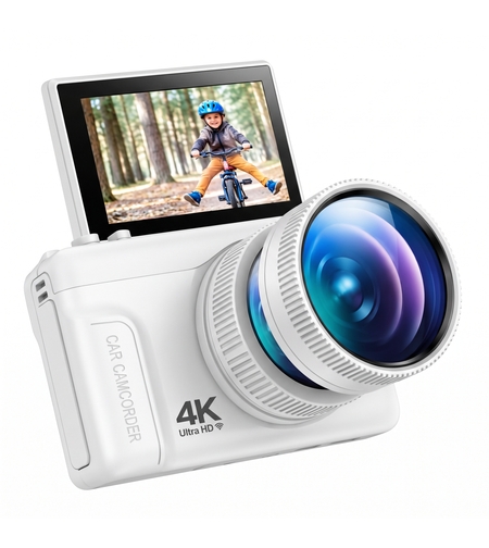 מצלמה דיגיטלית 64MP עם מסך מתהפך פלאש פרימיום FLASH Premium - כשר ללא WiFi - תפריט בעברית - יבואן רשמי - צבע לבן