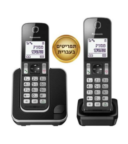 טלפון אלחוטי + שלוחה בעברית פנסוניק Panasonic KX-TGD312 - שנתיים אחריות יבואן רשמי