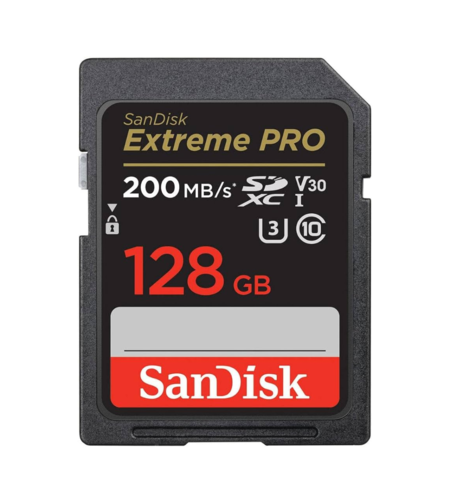 כרטיס זיכרון בנפח 128GB סאנדיסק SanDisk Extreme PRO SDXC UHS-I U3 V30