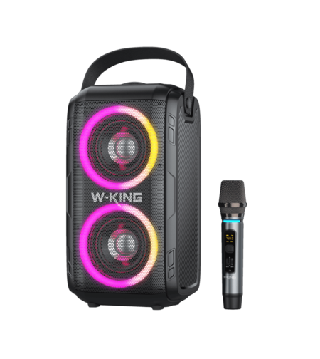 בידורית קריוקי 80W עם מיקרופון אלחוטי נטען W-KING T9 - יבואן רשמי