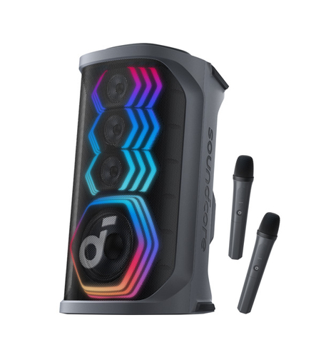 בידורית ניידת רמקול קריוקי Bluetooth 200W כוללת זוג מיקרופונים אנקר Anker Soundcore Rave 3S - יבואן רשמי - צבע שחור