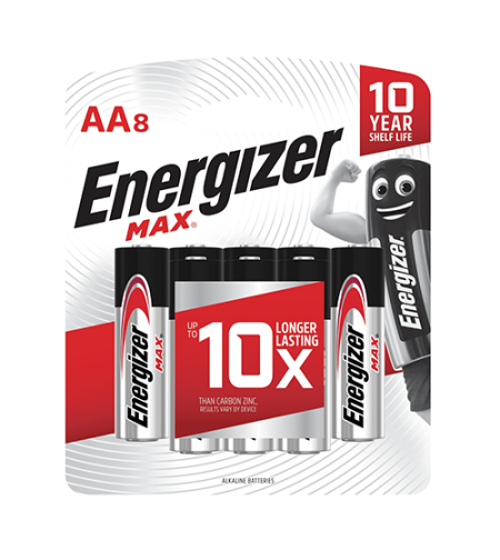 מארז 8 סוללות AA אלקליין אנרג'ייזר Energizer