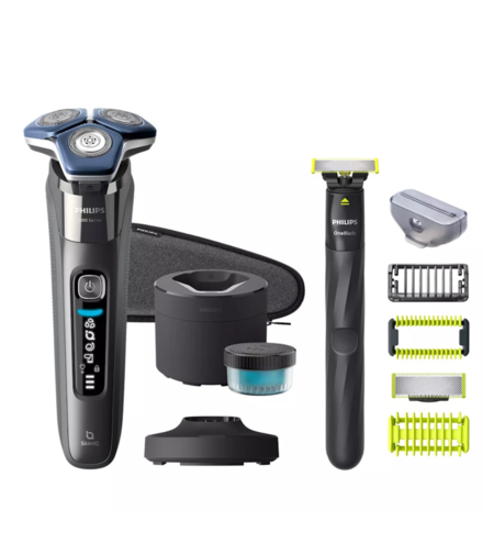 מארז מכונת גילוח נטענת לשימוש רטוב/יבש + מכשיר גילוח OneBlade לפנים ולגוף PHILIPS S7887/78 - שנתיים אחריות יבואן רשמי