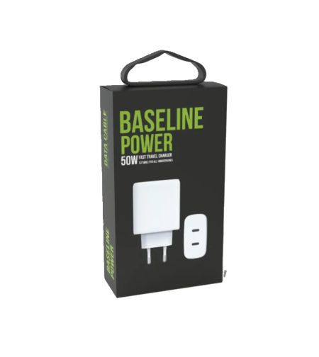 ראש מטען ביתי BASELINE WALL CHARGER 2XUSB-C 50W