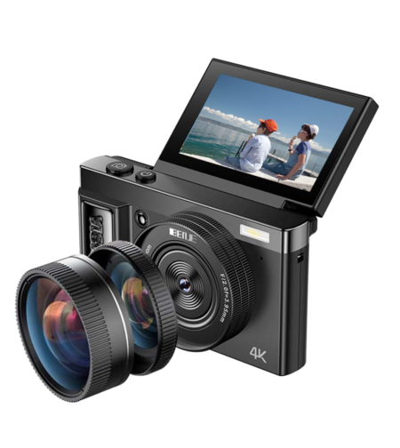 מצלמה דיגיטלית 64MP עם מסך מתהפך פלאש פרו פקס FLASH Pro Max - כשר ללא WiFi - תפריט בעברית - יבואן רשמי - צבע שחור