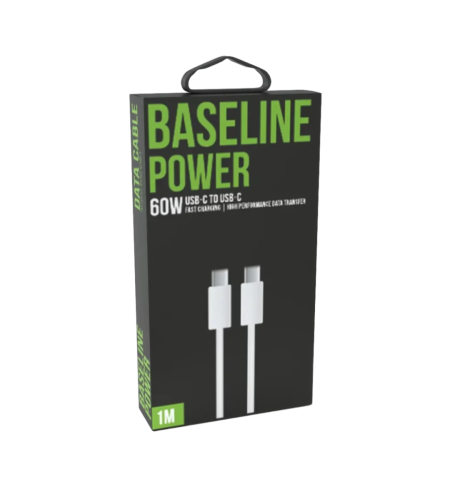 כבל טעינה בייס ליין BASELINE TYPE-C - TYPE-C 2M 60W באורך 1 מטר