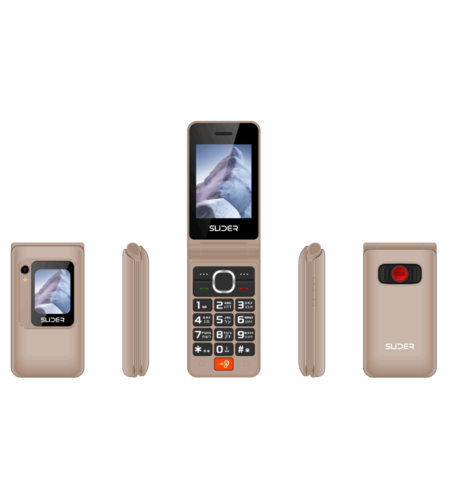 טלפון סלולרי למבוגרים סליידר SLIDER W80 4G - צבע זהב - שנה אחריות יבואן רשמי