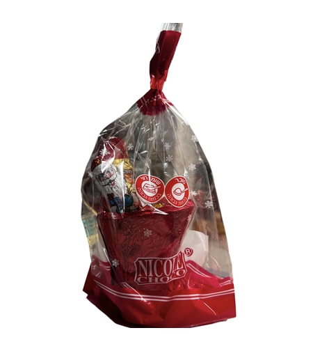 Пакетик с шоколадным сапожком и сантой