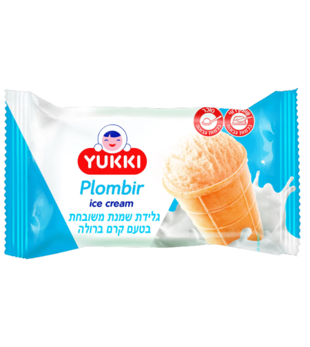גלידה שמנת משובחת בטעם קרם ברולה בכוס ופל