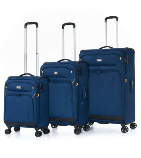 סט מזוודות בד פרמיום כחול מבית המותג SLAZENGER דגם New York II XL.