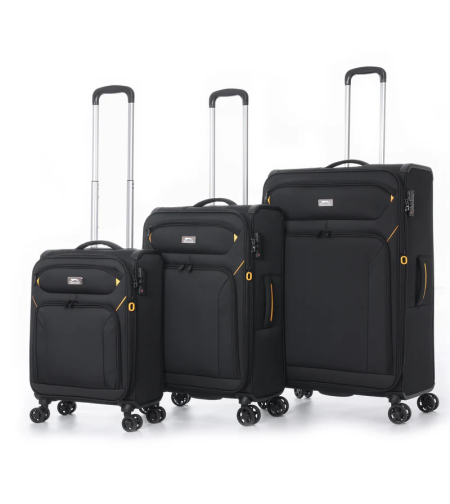 סט מזוודות בד פרמיום שחור מבית המותג SLAZENGER דגם New York II XL.