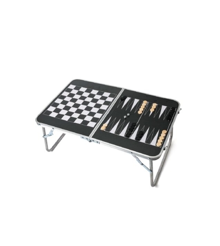 שולחן אלומיניום CAMPSTAR מתקפל עם לוח שש בש דמקה שחמט.