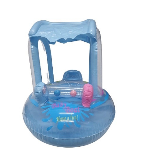 גלגל ים מתנפח עם גגון - תכלת 71X60 ס