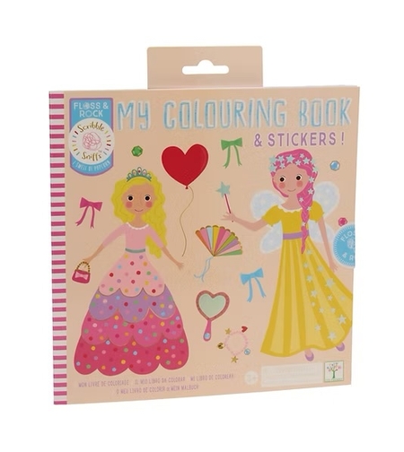 חוברת צביעה ריחנית עם מדבקות נסיכות!