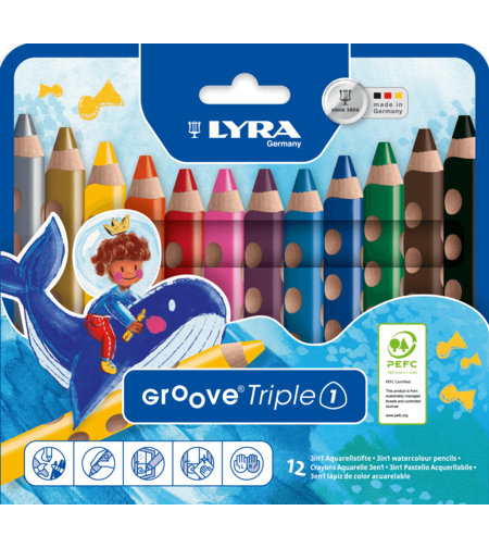 מארז 12 עפרונות לפעוטות 3 שימושים ב-1. LYRA