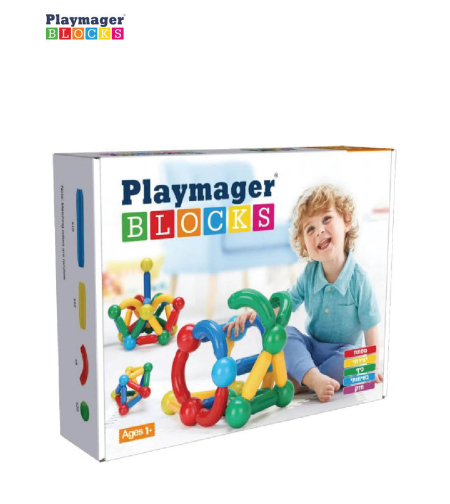 מוטות וכדורים גדולים במיוחד 60 חלקים PLAYMAGER
