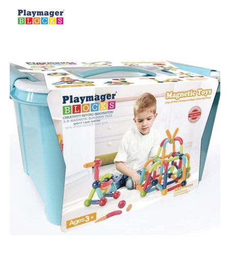 מקלות וכדורים מגנטיים 120 חלקים - Playmager