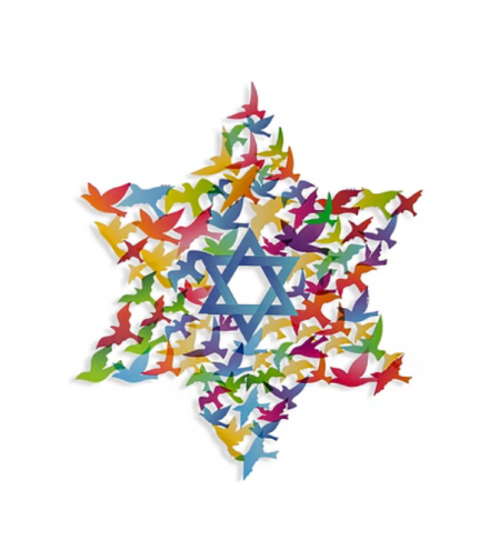 קישוט קיר-מגן דוד גדול-דגם  MD-BIRDS ציפורים
