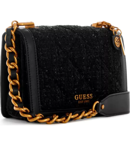 תיק צד במראה סרוג GUESS שחור