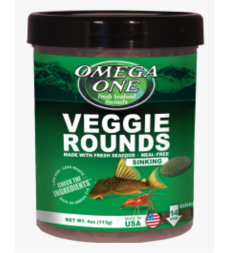 מזון לאוכלי קרקעית ושרימפסים ווג'י ראונדס 113 גרם אומגה וואן - Omega One VEGGIE ROUNDS 113g