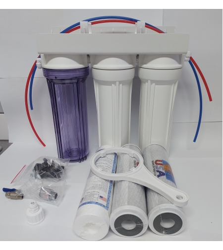 מערכת סינון מקדים לאקווריום 3 שלבים כולל סננים אמריקאיים ובית ראשון שקוף - Aquarium 3 stage Filtration System with Transparent 1st Filter house and American Filters