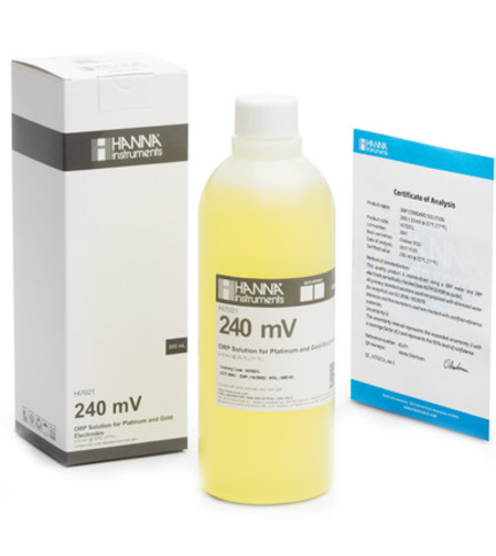 תמיסת נוזל בדיקה 240mV@25°C לאלקטרודות ORP האנה - Hanna 240 mV @ 25°C ORP Test Solution (500 mL)