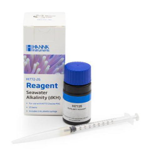 ריאגנטים להאנה צ'קר אלקליניטי dKH מכשיר בדיקה דיגיטלי לאלקלניות 25 בדיקות - Hanna Checker Alkalinity dKH HI772-26 Reagents