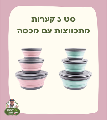 סט 3 קערות מתכווצות עם מכסה