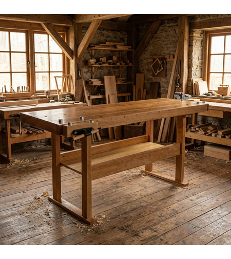 שולחן נגרים מעץ בוק גרמני כבד. BURT 1920