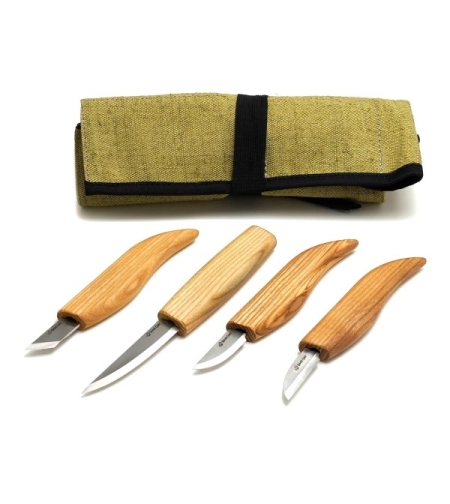 סט בסיסי 4 סכיני גילוף בנרתיק בד BEAVERCRAFT SO7