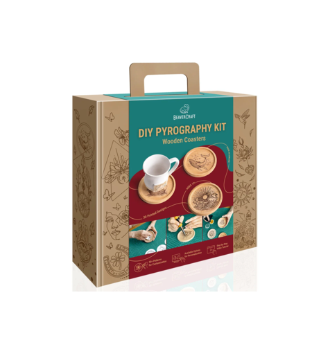ערכת צריבה בעץ - תחתיות לכוסות BEAVERCRAFT PYROGRAPHY KIT
