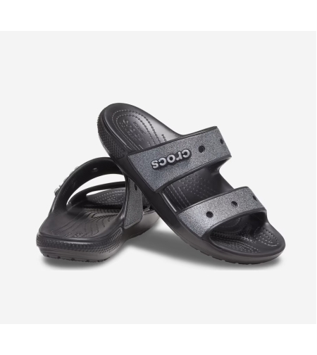 סנדלים לנשים קרוקס שתי רצועות Crocs Classic Glitter Sandal שחור נצנצים