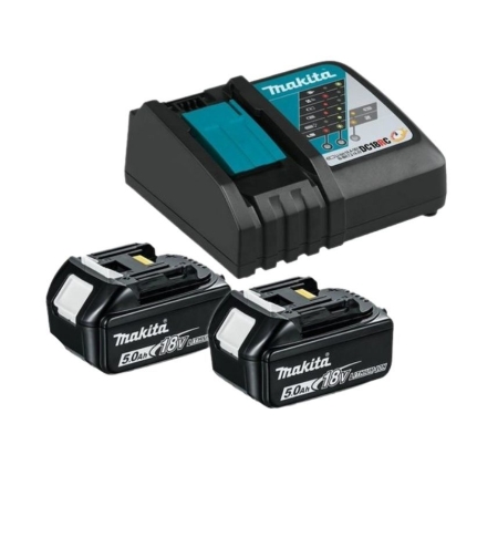 סט 2 סוללות מקיטה 5AH 18V ומטען מהיר BL1850 DC18RC