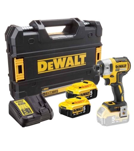 סט מברגה אימפקט דיוולט 18V + שתי סוללות DCF887P2  Dewalt 5.0AH