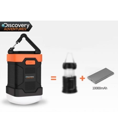 פנס קמפינג עוצמתי וסוללה ניידת Discovery DS Power Camp