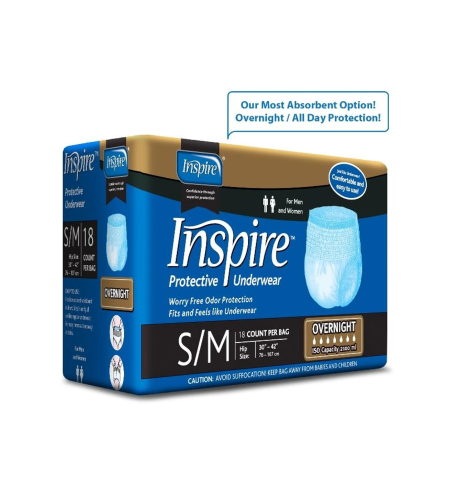 INSPIRE תחתון סופג מידה S\M  כמות: 18 יחידות