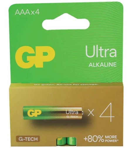 4 סוללות אולטרה אלקליין 1.5V AAA מבית GP